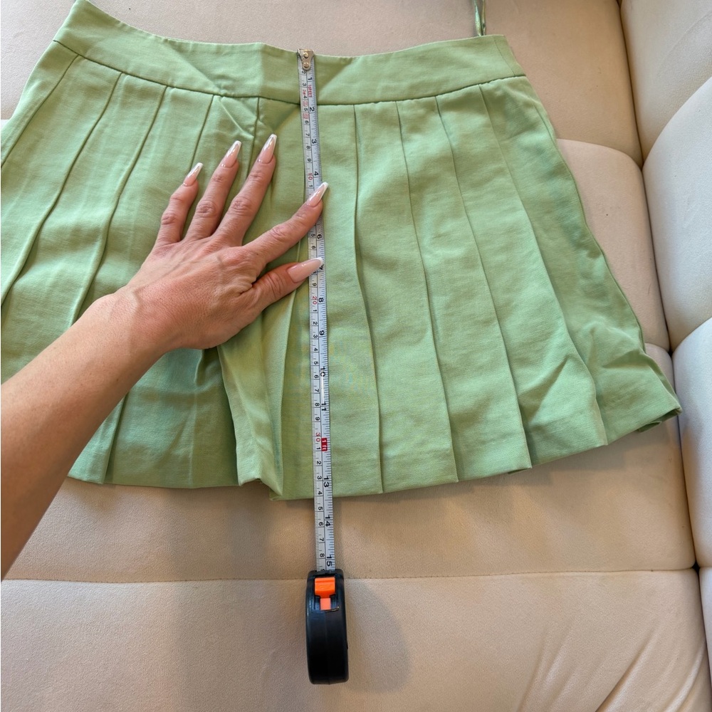 Zara Light Green Pleated Mini Skirt Size XS NWT - Picture 10 of 12